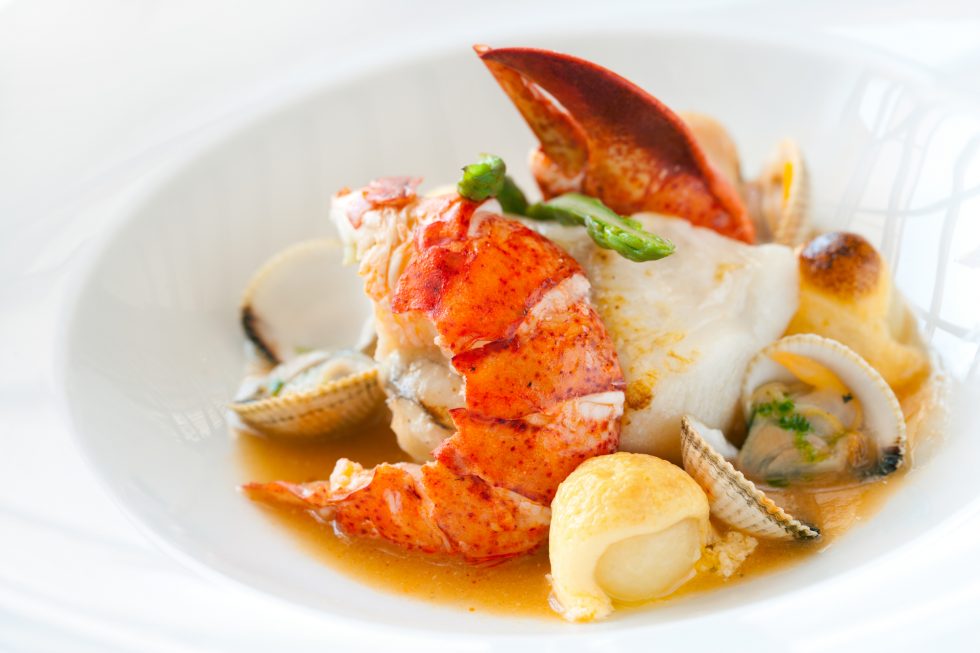 Seafood dish with lobster. Unimed Litoral